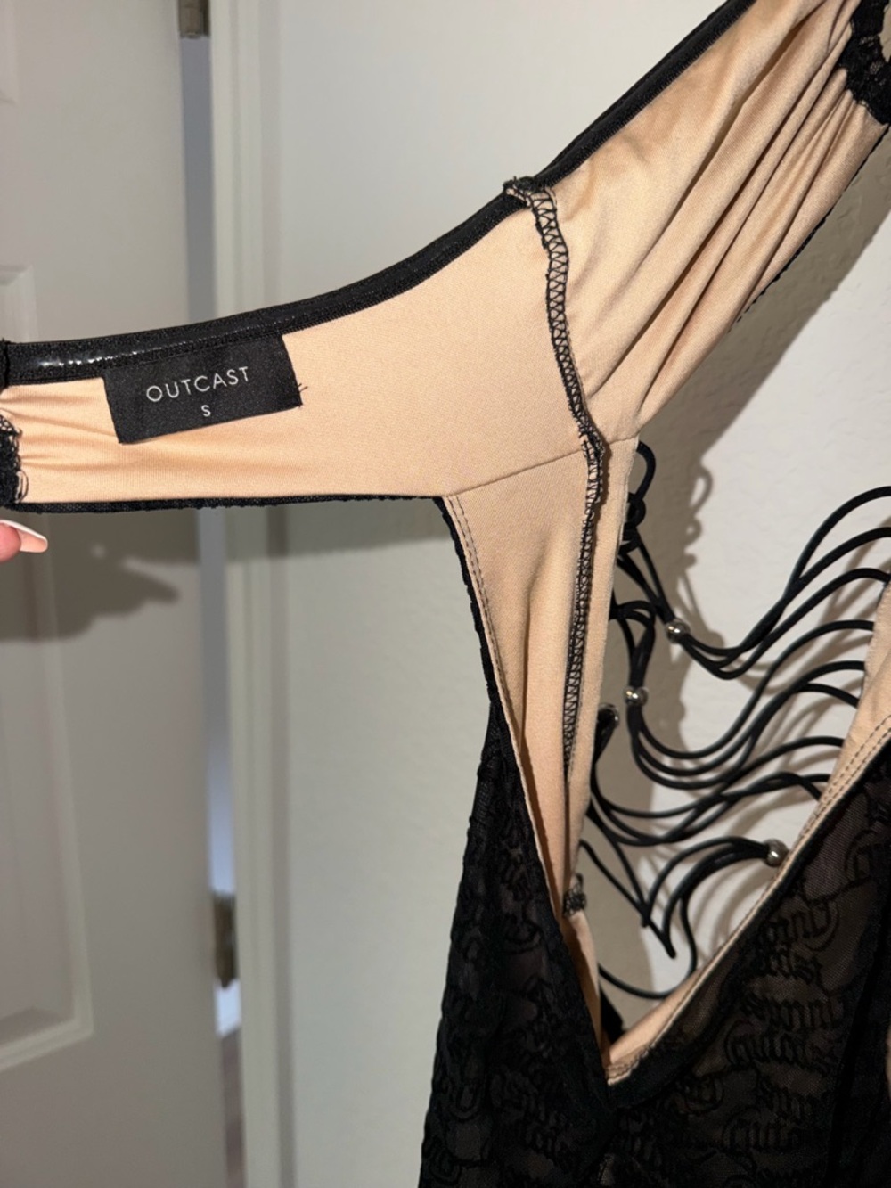 Strappy Black Lace Cutout Romper - Picture 6 of 6